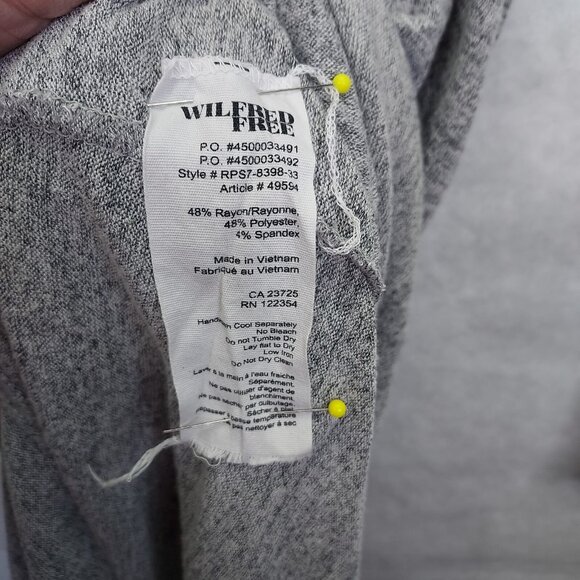 Wilfred Free Aritzia Klum Faux Wrap Dress M Heather Grey Long Sleeve Ruched Midi - Picture 9 of 13